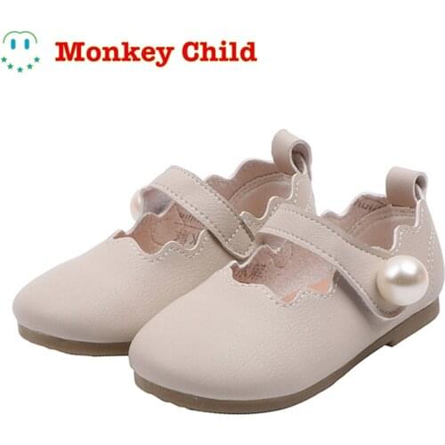 Spring Autumn Girls Princess Shoes Pearl Mary Janes Shoes Leather Kids Flats Baby Girl Single Shoes Toddlers White Black 1-6y La