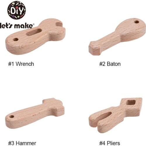 Lets Make 4pcs/set Wooden Rattle Beech Wood Tool Montessori Stroller Toy Pram Gifts Baby Bed Hanging Rattles Baby Rattles Crib