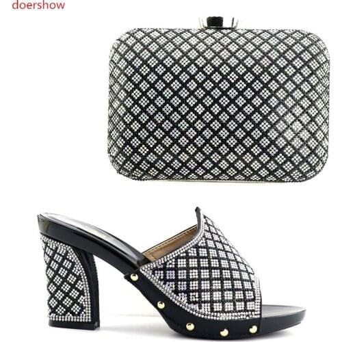 Doershow Fashion African shoe and bag set for party Italian shoes with matching bag new design lady matching shoe and bag SNJ1-1