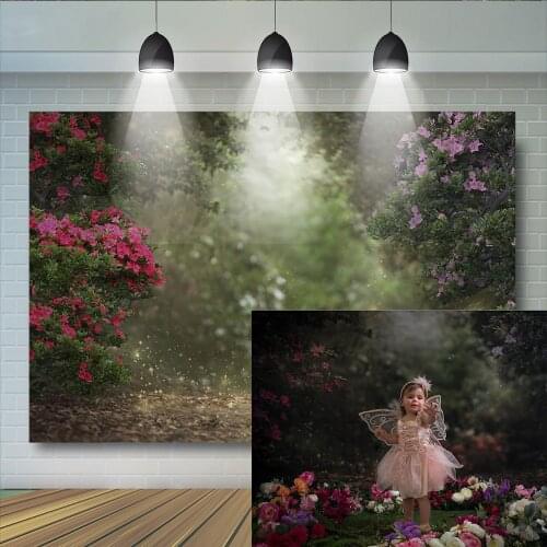 Floral Forest Themed Backdrop Fairy Flower Photo Background Fairy Forest Backdrops for Children Kids Birthday Backdrops