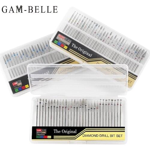 GAM-BELLE 30pcs/Set Nail Drill Bits Diamond Cutters for Manicure Cuticle Burr Milling Cutter Pedicure Nails Accessories Tools
