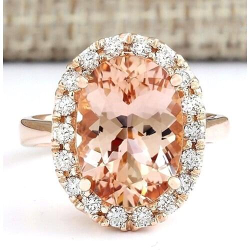 Champagne Crystal oval Wedding Cubic Zirconia Ring Rose Gold Color Tone Fashion Engagement Rings Jewelry for Women