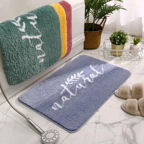 Candy Color Bath Mat Absorbent Bath Rug Non-slip Bathroom Carpet High Density Bedroom Floor Mat Shower Room Doormat 3 Sizes
