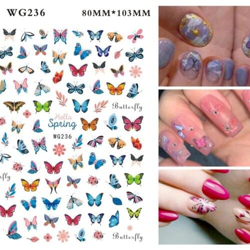 Beauty Butterflies Nail Sticker for Nails Tips Nail Art Decals Elegant Nails Art Manicure Back Glue Decal Decorations Nail Art