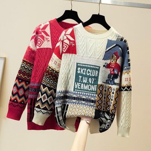 L-2XL Womens Padded Tops Sweater Knitwear Thick Warm Personalized Sweater Casual Pulloverer Round Neck Jumpers