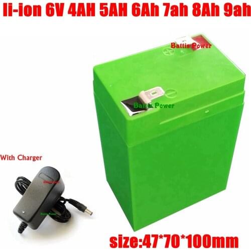Lithium 6V 4.5AH Storage Batteries li-ion 4AH 5AH 6Ah 7ah 8Ah 9ah not Lead Acid for Children Electric Car Electronic led Lights