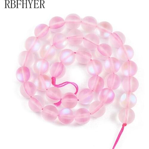 Pink Matte Frosted Labradorite Natural Stone beads Round loose bead for Jewelry Making bracelet Necklace DIY 15" 6 8 10mm