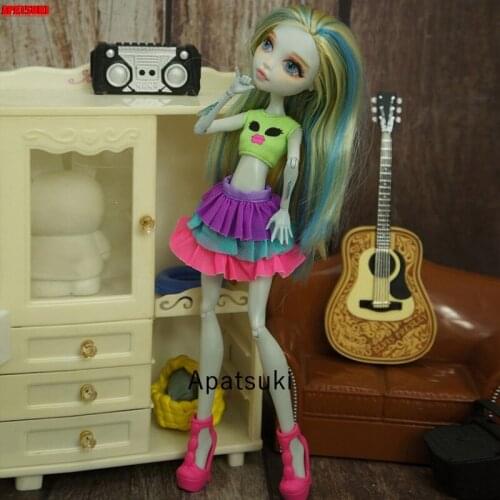 Fashion Doll Clothes For Monster High Dolls Accessories Green Crop Top Colorful Tutu Dress for Bratz Doll Outfits 1/6 Kid Toys