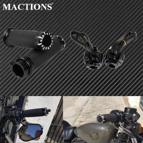 Motorcycle 1"25mm Handle Bar Hand Grips &Handlebar Control Switches With Wiring Harness For Harley Dyna Softail XL 883 Touring