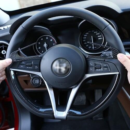 Real Carbon Fiber Steering Wheel Handle Sticker Decorative Cover for Alfa Romeo Giulia Stelvio Car Modified Accessories