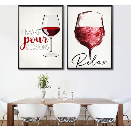 Kitchen Art Canvas Painting Nordic Wine Cup Poster Wall Art Abstract Pictures Modern Home Decor For Dining Room