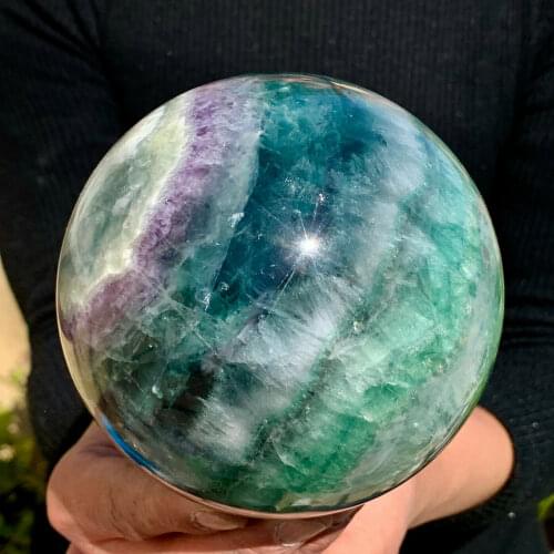 Natural Colourful Fluorite Sphere Quartz Crystal Ball magic Healing