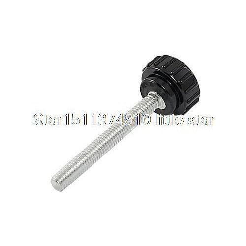 6mm Male Thread Diameter Screw On Type Knurled Knob Blk