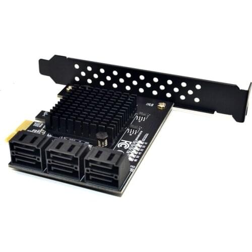 Marvell 88SE9215 chip 6 ports SATA 3.0 to PCIe expansion Card PCI express SATA Adapter SATA 3 Converter with Heat Sink for HDD