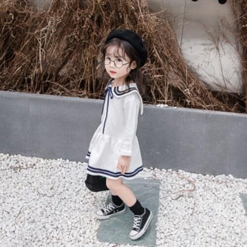 Girls literary style doll collar foreign style dress spring and autumn new cute baby lace princess dress factory direct sales