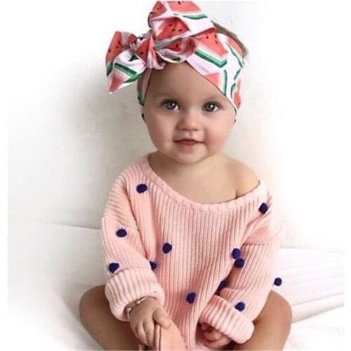 Retail Cute Headwraps Top Knot Dot big Bow Headband Children Infants DIY Headwear Turban Girl Hair Accessories