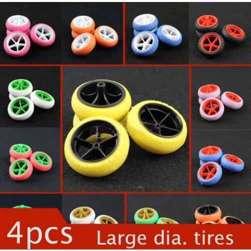 4Pcs Large Diameter Tire Wheel 5 Spoke Tires for 1/32 Scale Tamiya Mini 4WD Racing Car Model Yellow/Green/Orange/White/Blue