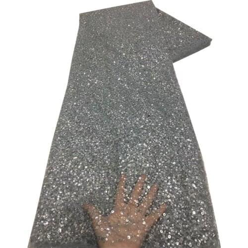 SJ Lace 2021 New Design Sequins African Lace Fabric Nigerian Mesh Net Lace Fabric High Quality French Net Lace For Dress x5-75