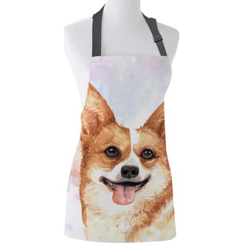 Funny Apron Vancouver City Building Corgi Kitchen Aprons for Women Man Kids Home Cooking Baking Waist Bib Home Use