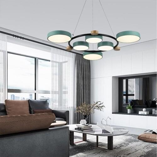 Modern wood art living room chandelier bedroom macaron chandelier dining room lamp villa indoor lighting LED ceiling lamp