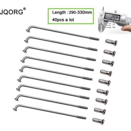 JQORG Electric Bike Spokes 12G Diameter 2.6mm Sliver Color Electric Scooter Spoke 304 Stainless Steel 12K Spoke Length 290-330mm