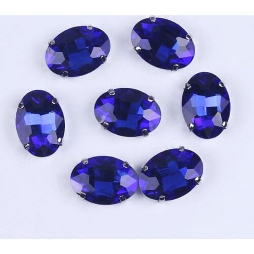 Decorations For Clothing Dress Crafts Fashion 18MM Oval Claws Diamond Rhinestones Sewn White Crystals Rhinestones Applique Art F