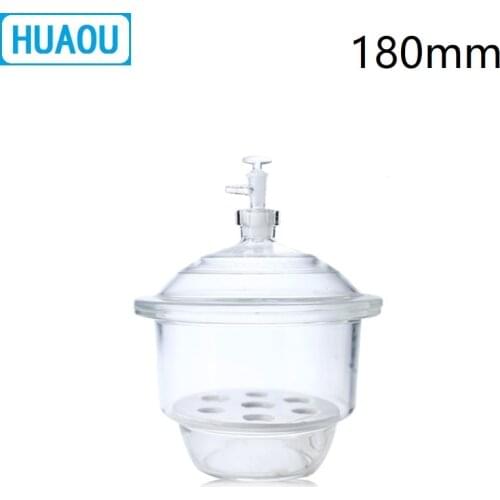 HUAOU 180mm Vacuum Desiccator with Ground - In Stopcock Porcelain Plate Clear Glass Laboratory Drying Equipment