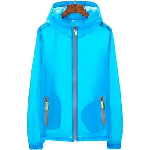 Womens Summer Windbreaker Thin Sunscreen Hooded Pockets Zipper Ladies Sports Jackets Casual Plus Size Outerwear for Female