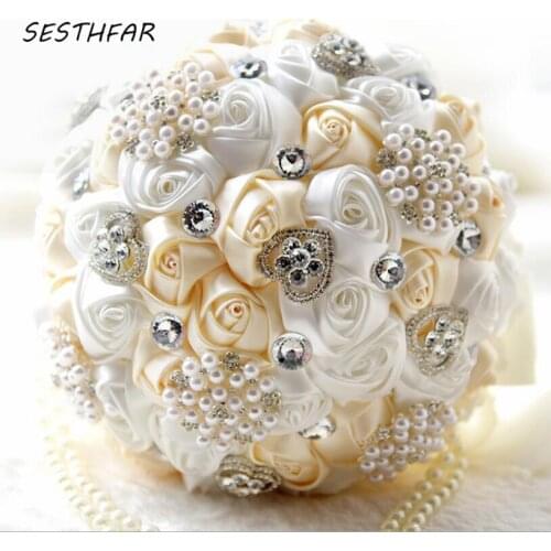 Pearl Wedding Flower Bridal Bouquets Crystal Sparkle bouquet Bride Bridesmaid Wedding Bouquet