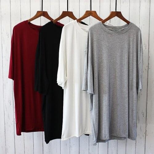 Solid Modal Long Women T-Shirts Summer New 2021 Loose Oversized Casual All Match Female Pulls Outwear Tops Tees