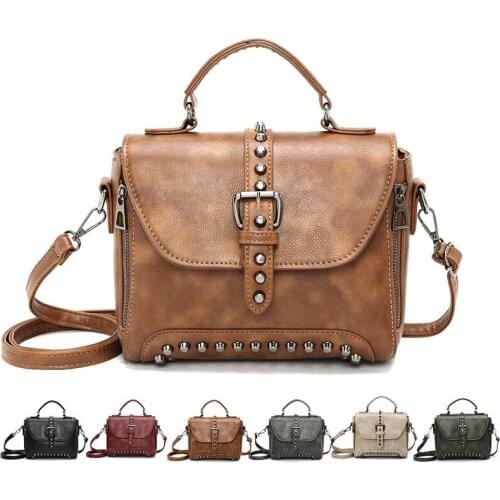 Women Leather Handbags Bags Designer Crossbody Bags Rivet Small Ladies Hand bag