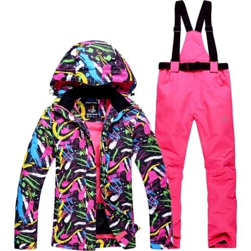 2019 Hot Women Ski Suit Snowboarding Jackets Pants Set Female Winter Waterproof Windproof Keep Warm Sportswear Snowsuit