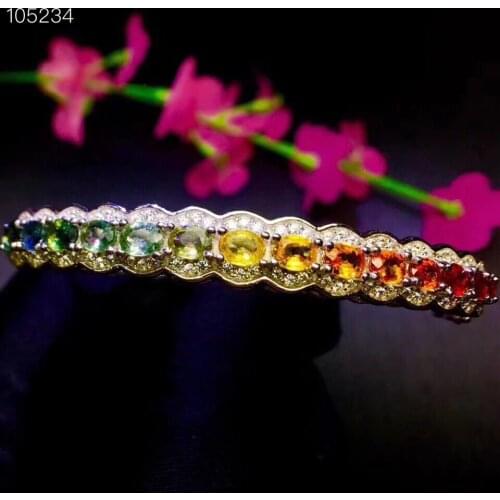 100% Natural and Real Sapphire Bangle 925 sterling silver Engagement Best Gift