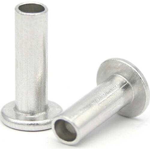 101pcs M2.5 aluminum flat head rivets round half hollow rivet percussion rivetings crimping riveting GB875 4mm-16mm length