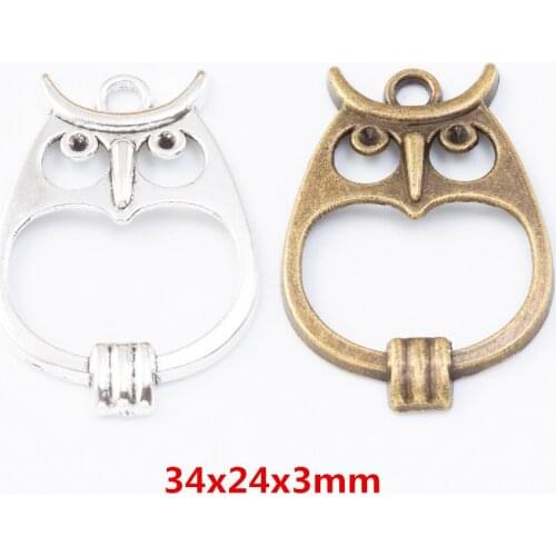 25 pieces of retro metal zinc alloy owl pendant for DIY handmade jewelry necklace making 7781