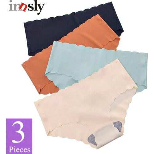 3 Pieces/Set Womens Seamless Panties Slip Silk Satin Underwear Female Ruffle Underpants Big Size Smooth Ladies Sexy Briefs