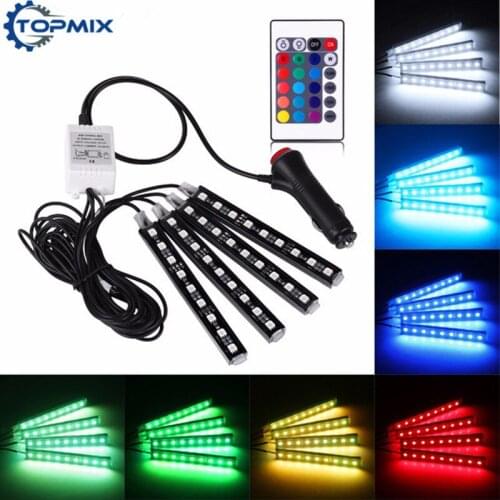 4x9 LED RGB Car Atmosphere Lights Decoration Lamp 12v Auto Interior Lights Glow Decorative cigarette lighter