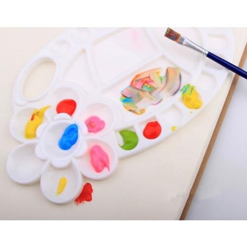 Acrylic Watercolor Painting Palette Six-Leaf Flower Shape Plastic Palette Colorful Multi-function Artist Drawing Tool Supplies
