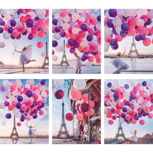 DIY Diamond Painting Cross Stitch Embroidery Girl Holding Balloons Canvas Paintings Girl Wall Art Posters Pictures Room Decor