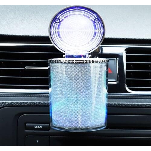 Car ashtray with LED light cigarette cigar ashtray container ashtray gas bottle smoke cup holder storage cup car supplies