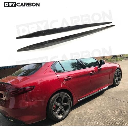 Carbon Fiber / FRP Side Skirts Door Bumper Aprons Sticker for Alfa Romeo Giulia Sedan 4 Door 2015 2016 2017 Add On Style