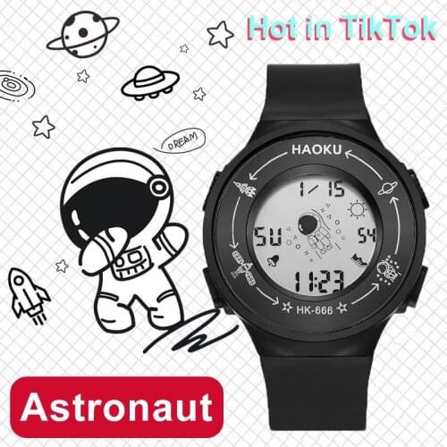 2021 New rotating spaceman digital watch fashion silicone colorful watch strap Multifunctional waterproof student watch