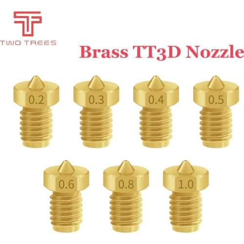 3D Printer Part M6 Brass TT3D Nozzle 0.2 0.3 0.4 0.5 0.6 0.8mm Full Metal nozzle for 1.75mm filamnet J-head Hotend Extruder part