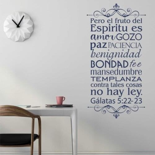 Galatas 5:22-23 Bible verses Spanishs vinyls wall stickers Christian living room bedroom wall stickers decorative wallpaper m377