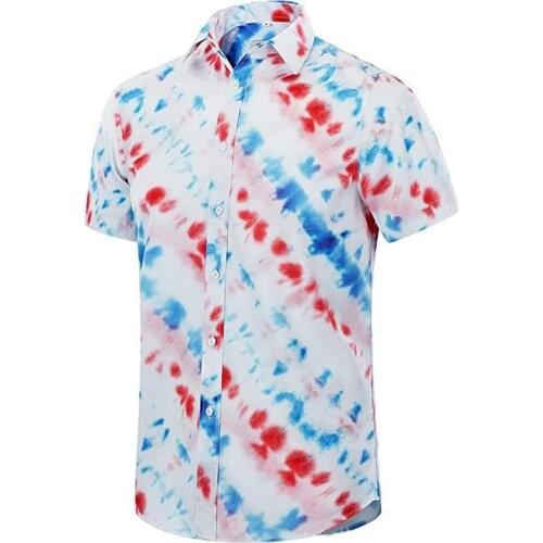 Summer Men Shirt Short Sleeve Turn-down Collar Top Print Buttons Hawaiian Slim Shirt Summer Beach Party 2021 S/2XL