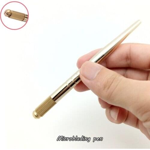 2018 Real Hot Sale Alloy Tattoo Machines Golden Microblading Pen Tattoos Needles Manual Permanent Makeup Eyebrow Tattoo Tebori