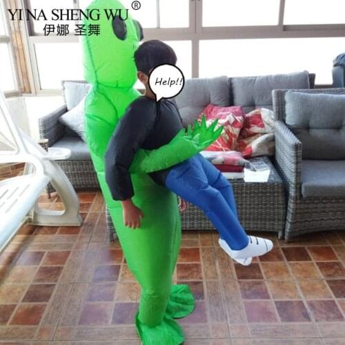Hot Green Alien Inflatable Costume Multiple Cosplay Clothing Funny Blow Up Suit Party Costume Fancy Dress Costume For Adult Kids