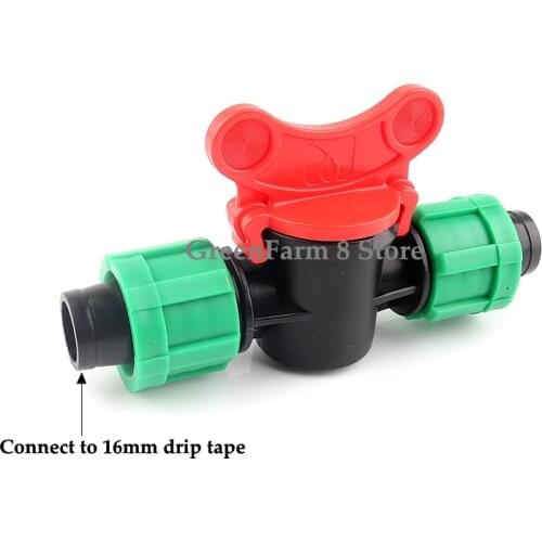 2~50pcs 16-16mm Drip Tape Valve Micro Irrigation Watering Save Labyrinth Type Joints Valve Connect to 16mm Drip Tape Hose