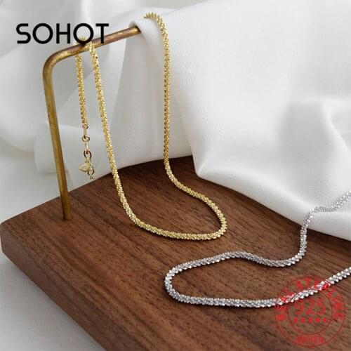 SOHOT Real 925 Sterling Silver Korean Design INS Gypsophila Clavicle Women Choker Necklace Gold Silver Color Punk Female Jewelry