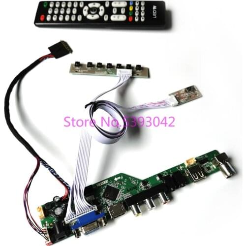 KIT fit LTN156AT05-601/701/802/805/B01/B02 LVDS LCD screen VGA+AV+USB 1366*768 40-Pin remote Analog TV control drive board
